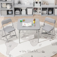 Ensemble table et chaises pliantes Garvee pour enfants, avec coussins d'assise en PU, structure robuste en acier, pliable, idéal pour manger, lire et jouer, compact, multicolore