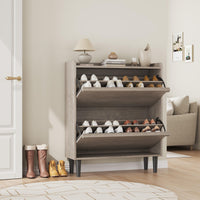 Meuble à chaussures Garvee avec 2 tiroirs abattants, étagère réglable, bois MDF, gain de place, robuste, gris, pour entrée et salon