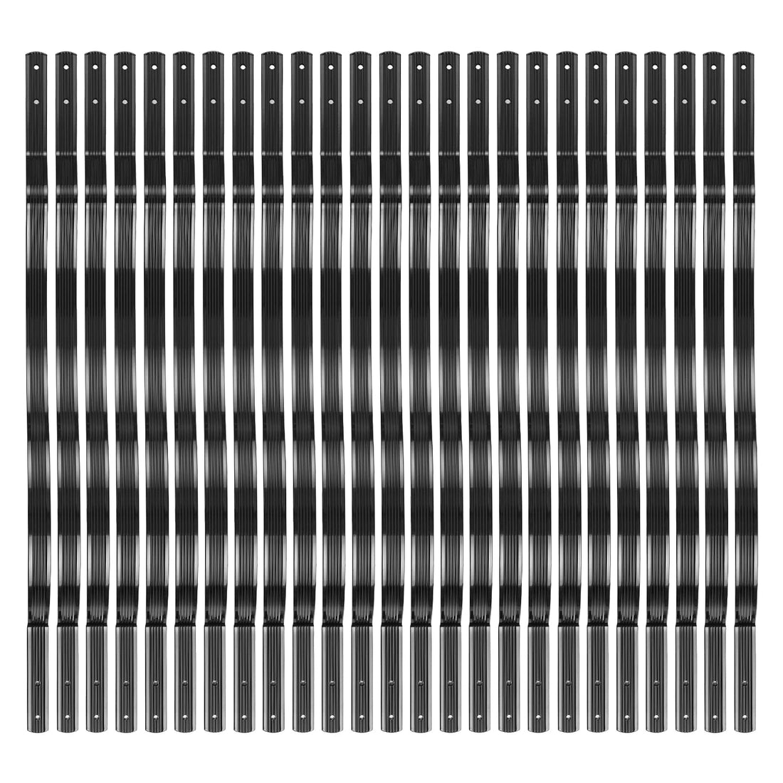 Balustres de terrasse GARVEE, lot de 50 barreaux en aluminium, forme ondulée, 82 cm x 2,5 cm, avec vis, pour escaliers et rampes de terrasse, noir mat