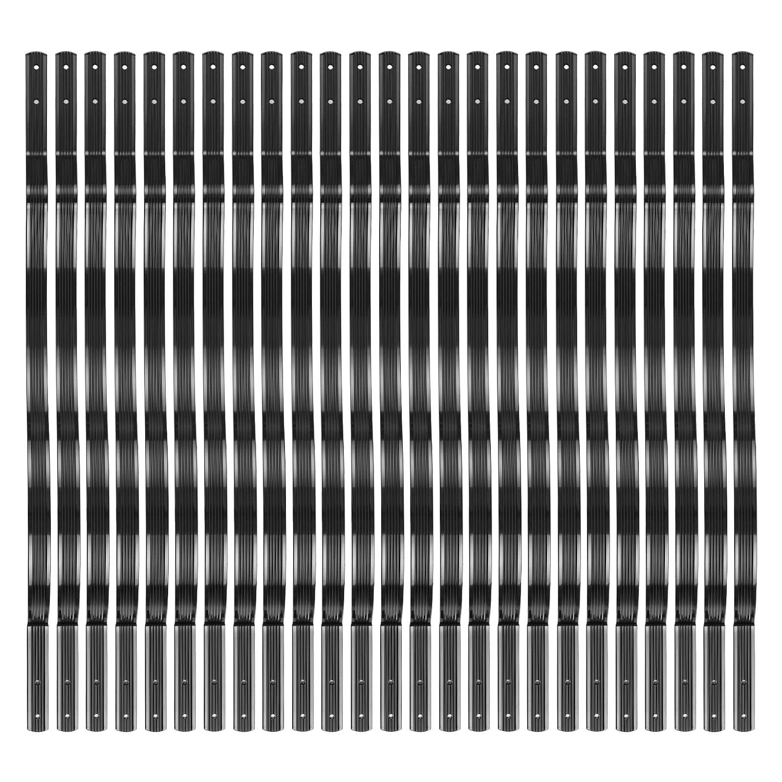 Balustres de terrasse GARVEE, lot de 50 barreaux en aluminium, forme ondulée, 82 cm x 2,5 cm, avec vis, pour escaliers et rampes de terrasse, noir mat