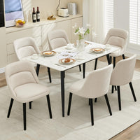 Ensemble de 2 chaises de salle à manger Garvee style Mid-Century, revêtement en lin beige, pieds en bois, pour cuisine et salon, capacité de charge de 136 kg, design moderne