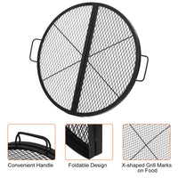 Grille de barbecue pliante Garvee de 77,5 cm (30,5 pouces) en acier robuste, idéale pour le camping. Pliable avec poignées, elle offre une grande surface de cuisson et est noire.