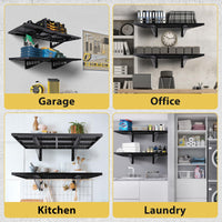 Garvee étagère murale de garage (lot de 2) en acier robuste, 48,8 × 121,2 cm, revêtement en poudre, avec crochets, capacité de charge de 254 kg, fixation par vis