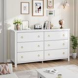 Garvee Commode 6 Tiroirs En Bois MDF, Grande Capacité, Résistante À L'Eau, Pour Chambre Et Salon, 47" Large, Blanc - 