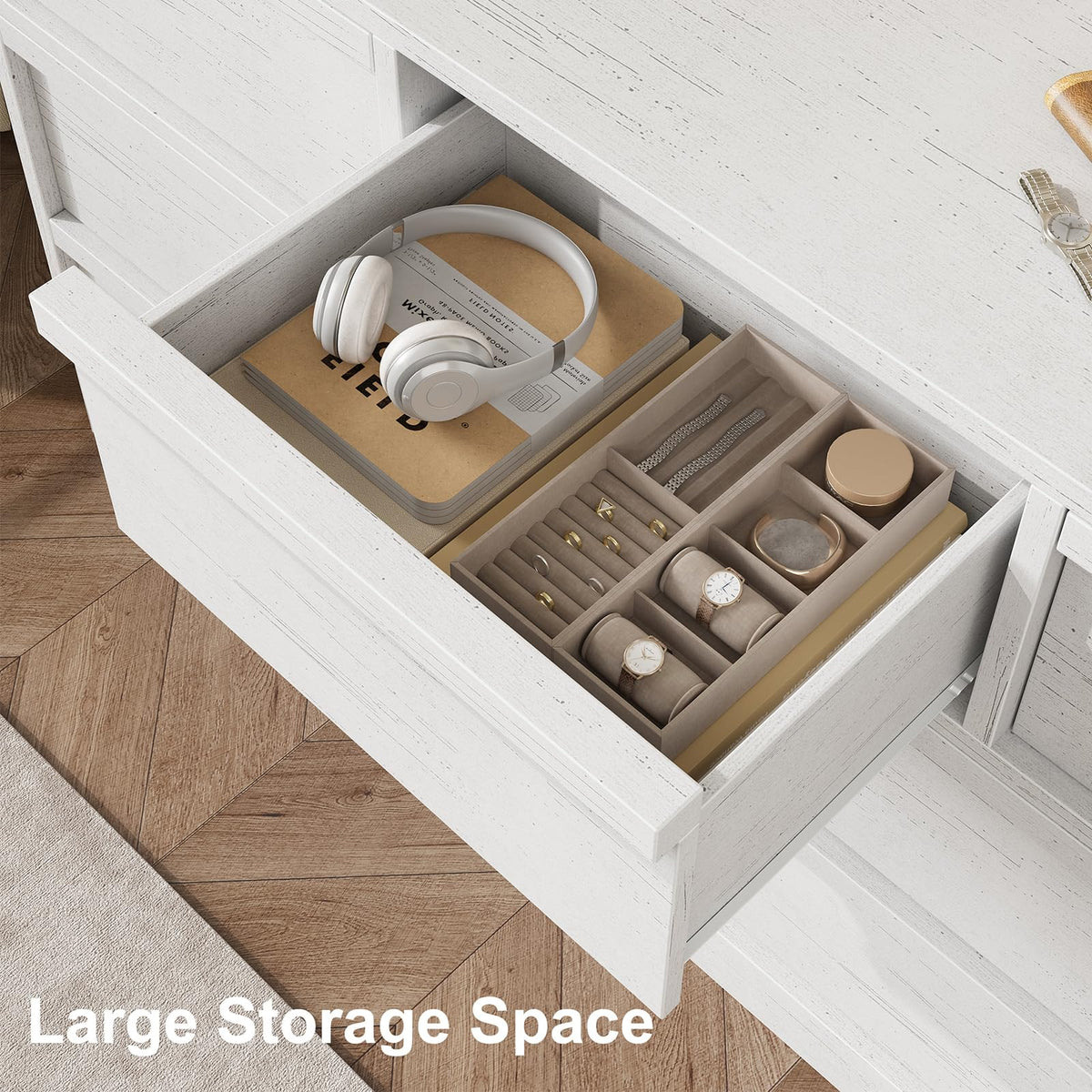Garvee commode à 7 tiroirs avec grand espace de rangement, bois robuste pour la chambre et le salon, 137 × 40 × 78 cm, brun