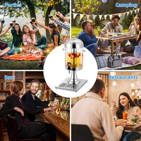 Garvee Distributeur de Boissons 16,7 L en Acier Inoxydable, avec Bac à Glaçons, Bac d’Égouttement et Support, Argenté, pour Fêtes et Mariages