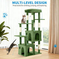 Garvee Tour pour Chat 155 cm Multi-Niveaux pour Grands Chats, Grande Plateforme, Usage Intérieur, Vert