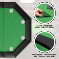 Table de poker octogonale Garvee pour 8 joueurs avec porte-gobelets en acier inoxydable, idéale pour les soirées en famille et les fêtes, 119 cm (47 pouces), verte.