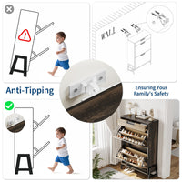 Meuble de rangement à chaussures Garvee avec 2 tiroirs pliables, 1 tiroir, en bois, pieds en métal, étroit, idéal pour l'entrée et le salon.
