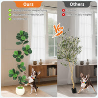 Garvee Ficus lyrata artificiel 183 cm en forme de S, pot blanc, feuilles en soie réalistes et branches ajustables, vert