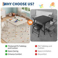 Ensemble table et chaises pliantes 3 pièces pour enfants Garvee, pliable, sûr, en cuir PU, antirouille, pour salle de jeux et maternelle