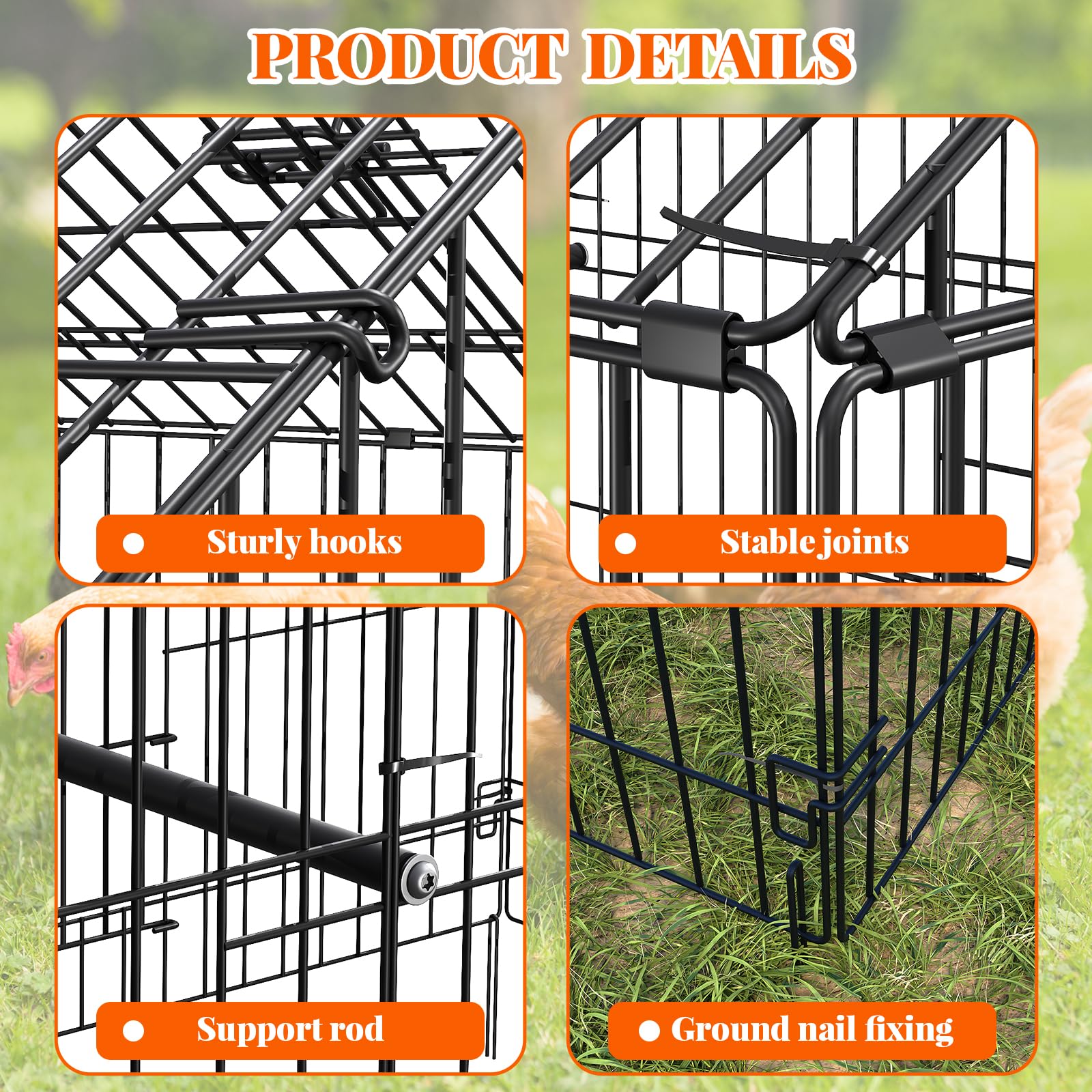 Poulailler Garvee 100x218x100cm – Acier galvanisé avec 2 compartiments et 4 portes pour poules et lapins
