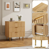 Meuble TV Garvee pour chambre, style moderne cannelé, 3 tiroirs profonds, écologique, imperméable, rangement polyvalent, noir