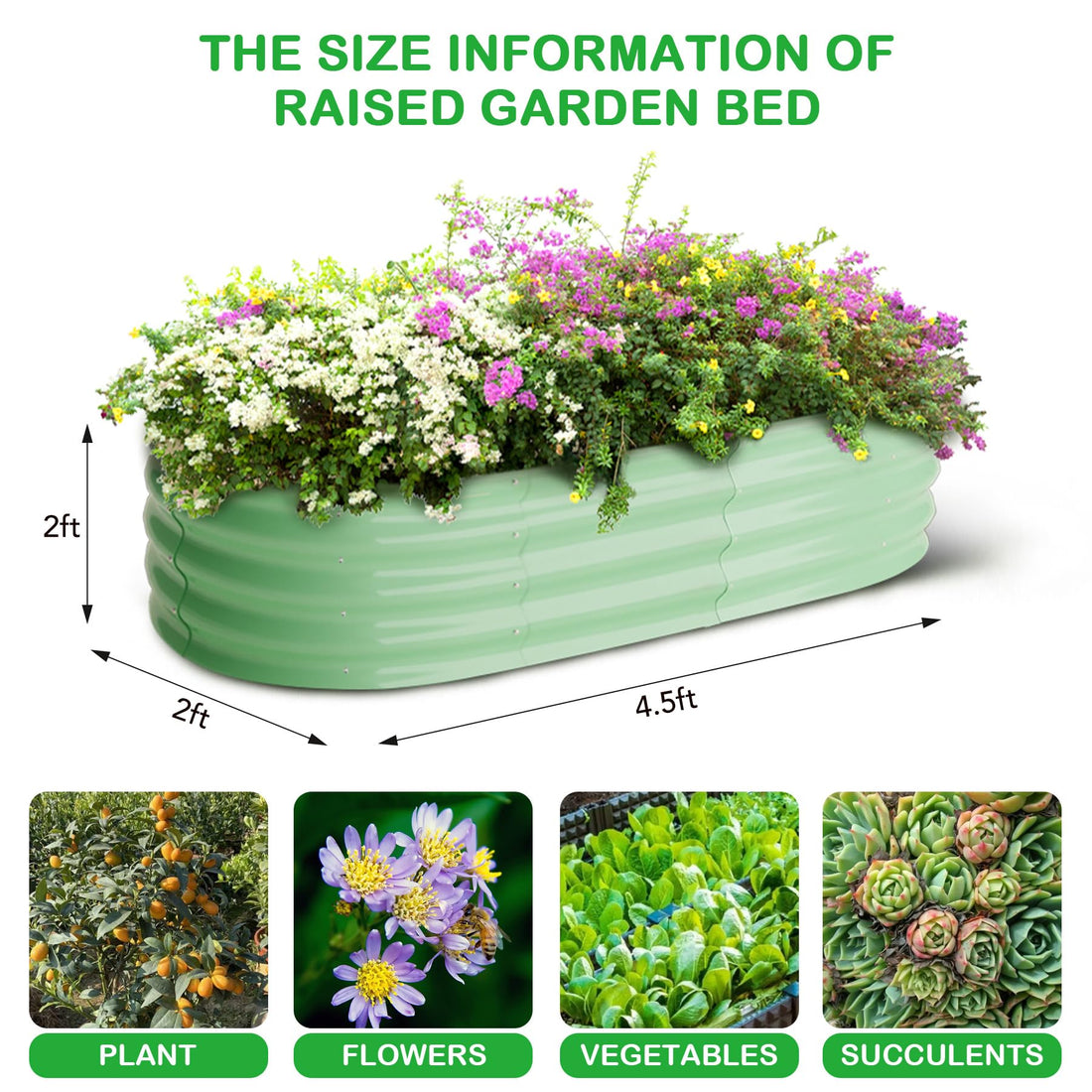 Garvee Lot de 2 Jardinières Surélevées Ovales 137 × 61 × 61 cm, Acier Galvanisé Robuste et Stable, Bacs Potagers pour Jardin, Terrasse et Patio