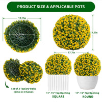 Lot de 2 boules de buis artificiel Garvee, 45 cm, résistantes aux intempéries et faciles d'entretien, jaunes, pour l'intérieur et l'extérieur, mariages et jardins.