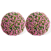 Garvee Lot de 2 Boules de Buis Artificielles 55 cm avec Fleurs, PE Résistant aux UV, pour Mariage et Balcon, Vert Rouge Rose