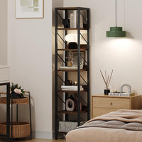 Garvee Étagère étroite 30 cm, 6 niveaux, métal et MDF, cadre robuste, style industriel rustique, 168 × 30 × 30 cm, idéale petits espaces, vintage