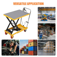 Garvee table élévatrice hydraulique 227 kg, table à ciseaux en acier, levage 47 à 150 cm, tapis antidérapant 3 mm, 4 roues