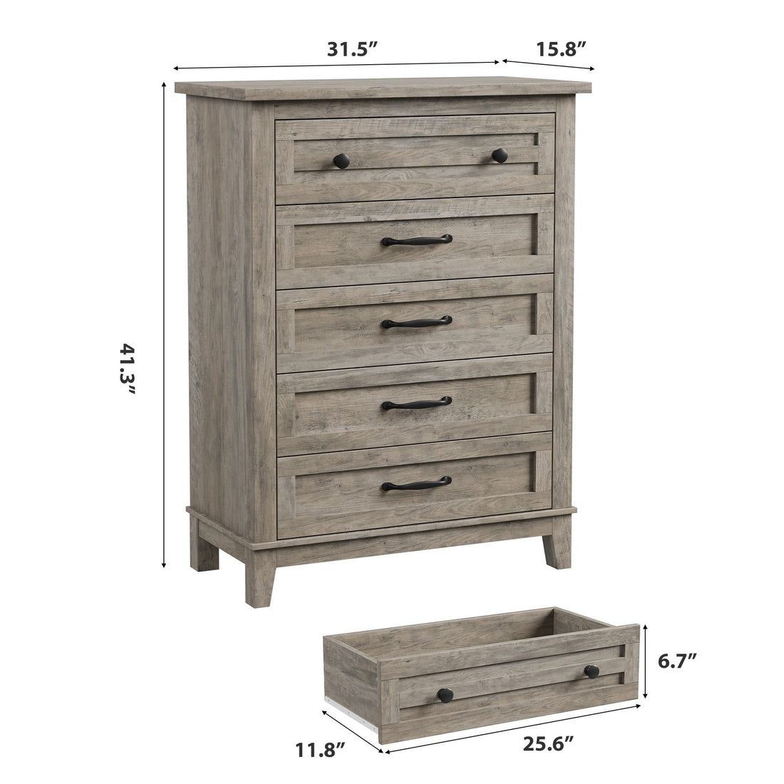 Garvee commode à 5 tiroirs avec grand espace de rangement, en MDF, imperméable, pour la chambre et le salon, dimensions 80 × 40 × 105 cm