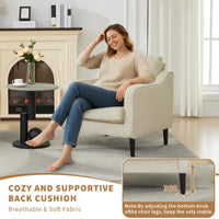 Garvee Fauteuil d'appoint style Mid-Century, revêtement en lin beige, pour salon et bureau, 76cm (L)×81cm (H), mousse confortable, structure en bois