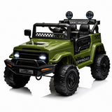 Garvee Voiture électrique enfant 12 V tout-terrain vert militaire, télécommande parentale, suspension, LED et siège confortable, pour extérieur - Vert militaire