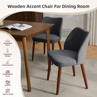 Chaises de salle à manger Garvee rembourrées, lot de 2, revêtement en tissu et pieds en bois, pour restaurants et cafés, 78 x 47 x 51 cm, grises