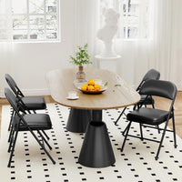 Ensemble de 2 chaises pliantes Garvee avec coussins, revêtement en similicuir, structure métallique robuste, pour une utilisation intérieure et extérieure, couleur noire, pliables, capacité de charge jusqu'à 159 kg