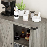 Garvee petit meuble de rangement, style campagne, avec 2 portes et étagères réglables, 76 × 40 × 80 cm, gris rustique, idéal pour le salon et la salle à manger