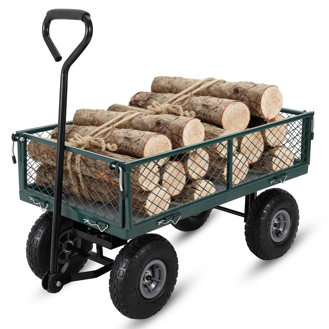 Chariot de jardin Garvee en acier robuste, pliable, capacité de 227 kg (500 lb), avec doublure amovible, pour jardin et cour, 81 cm x 42 cm x 45,5 cm (31,89 po x 16,54 po x 17,91 po), noir