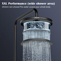 Colonne de douche GARVEE Rain Shower sans accessoires – Colonne de douche ronde en acier inoxydable noir 25 cm