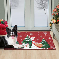 Tapis de porte de Noël Garvee avec motif Père Noël, antidérapant, pour l'intérieur et l'extérieur, 40 x 80 cm, couleur naturelle