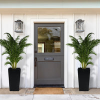 Garvee Lot de 2 jardinières de 57 cm de haut avec arrosage automatique et indicateur de niveau d'eau pour balcon et terrasse, à pois noirs et blancs, en plastique résistant aux intempéries