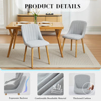 Garvee Ensemble de 2 chaises de salle à manger avec revêtement en tissu moderne, dossier ergonomique, structure en chêne massif, pieds antidérapants, supporte jusqu'à 136 kg, coloris neutre. Idéales pour la cuisine et la salle à manger.