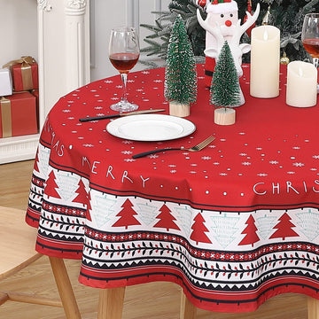 Nappe de Noël Garvee, imperméable, ronde, 60 cm, motif sapin de Noël, polyester, festive