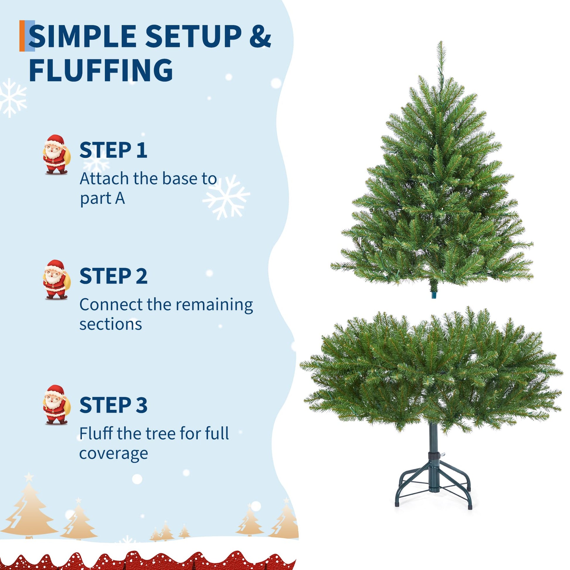 Sapin de Noël artificiel Garvee de 180 cm avec 500 LED, branches en PE/PVC, idéal pour les grands espaces et la décoration des fêtes de Noël.