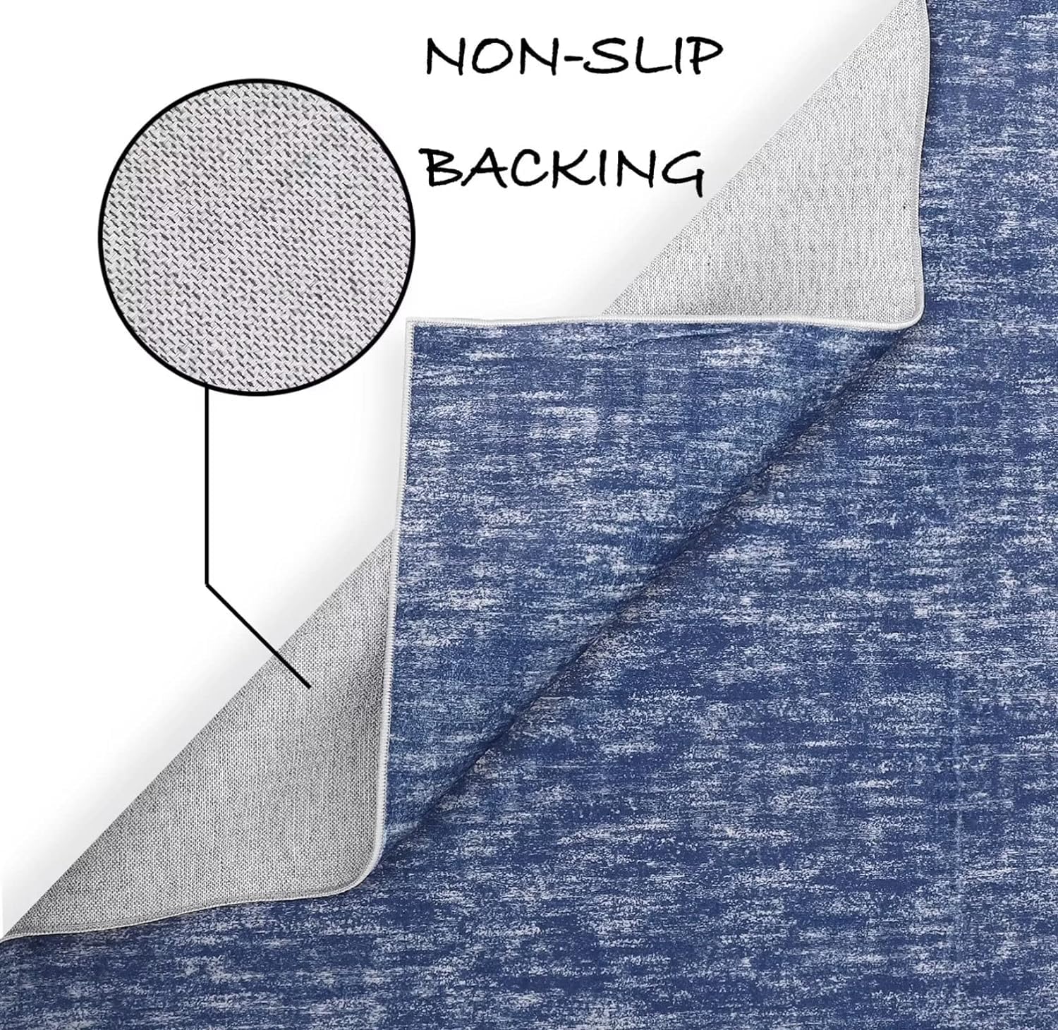 Tapis Garvee lavable en machine, antidérapant, doux et plat, pour salon ou chambre, 160 x 230 cm, bleu