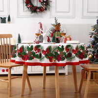 Nappe ronde Garvee Christmas 60 pouces à motif de feuilles, en polyester imperméable et résistant à la chaleur, idéale pour la salle à manger et le salon.