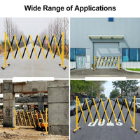 Barrière métallique extensible industrielle Garvee de 3,35 m (11 pi) avec roues, pliable, en alliage d'aluminium, pour chantiers et parkings, robuste et facile à assembler.