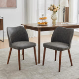 Garvee Chaises de salle à manger, lot de 2, revêtement en tissu et pieds en bois, pour restaurant/café, hauteur 78 cm, style moderne mi-siècle, gris - Similicuir gris foncé