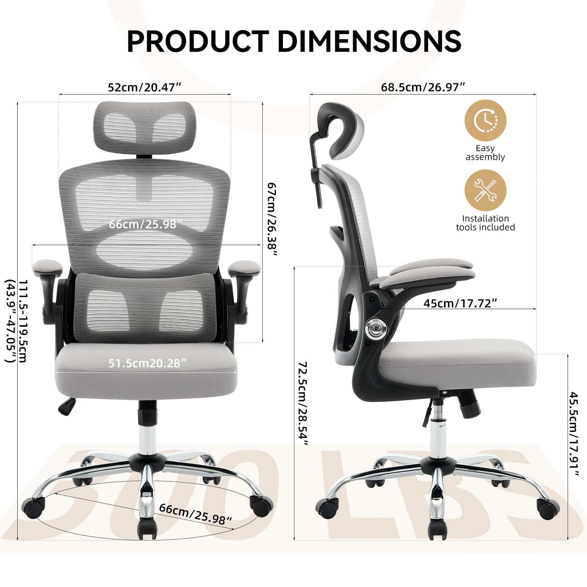 Chaise de bureau ergonomique Garvee en maille avec roulettes, appui-tête réglable pour le bureau et le gaming, noire, pivotante à 360° pour un confort optimal.