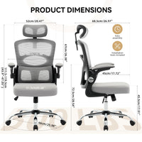 Chaise de bureau ergonomique Garvee en maille avec roulettes, appui-tête réglable pour le bureau et le gaming, noire, pivotante à 360° pour un confort optimal.