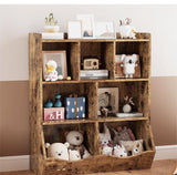 Armoire à jouets Garvee marron rustique à 3 étagères, protection anti-basculement pour chambres d'enfants et salles de jeux, en bois robuste et sécurisée pour les enfants.