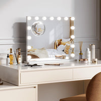 Miroir de maquillage GARVEE Hollywood 58 x 46 cm avec 15 LED tactiles, blanc