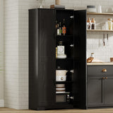 Garvee armoire de rangement haute 152 × 60 × 30 cm noire, 2 portes et étagères réglables - Noir