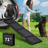 Garvee Rampe pour Chien Pliable 4 Plis en Aluminium 1,3 mm, Antidérapante et Large, Charge 113,4 kg, pour Canapé, Maison, Voiture et SUV, 180,3 × 43,2 cm - Noir