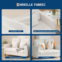 Canapé deux places Garvee 52" avec ressorts ensachés de 7,5", dossier ergonomique, structure en bois massif, beige, pour salon et chambre