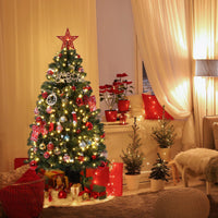 Sapin de Noël artificiel vert Garvee de 1,37 m (4,5 pi) avec 300 lumières DEL, 8 modes d'éclairage, aiguilles en PVC, pot en ciment pour une utilisation intérieure et extérieure, branches denses, vert