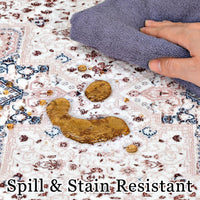 Tapis tribal persan GARVEE 200x290cm rose, lavable, antidérapant, doux, grand format, imprimé, non pelucheux, salon et chambre