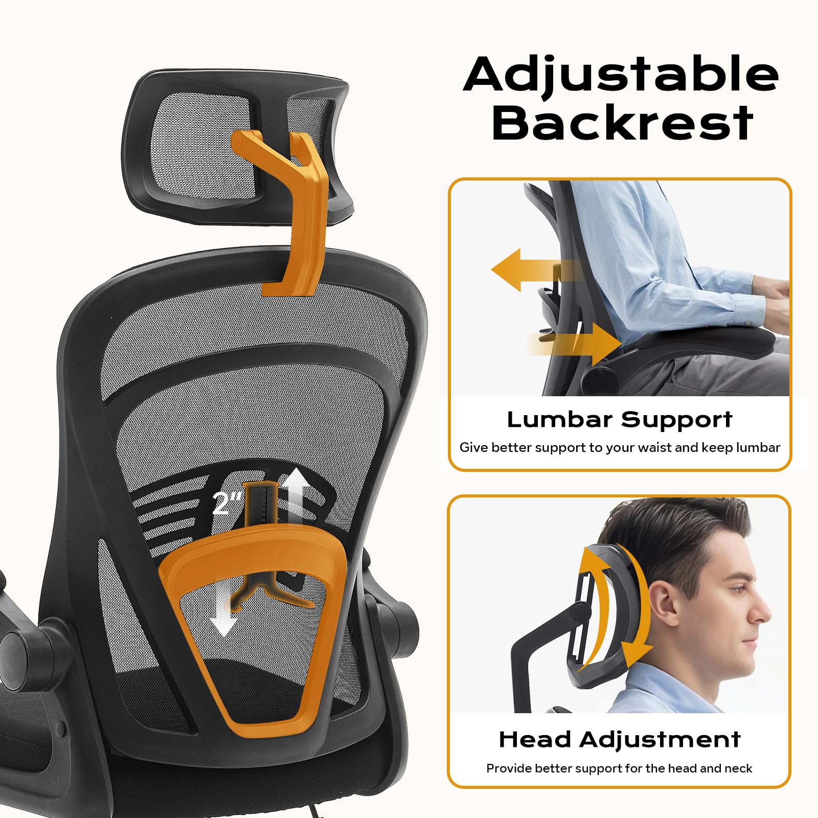 Chaise de bureau ergonomique Garvee avec accoudoirs relevables, idéale pour le bureau et le gaming, réglable en hauteur, structure en métal, assise large, noire.
