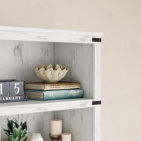 Garvee bibliothèque basse 80 × 31 × 102 cm, 4 niveaux ouverts, finition blanche, style industriel